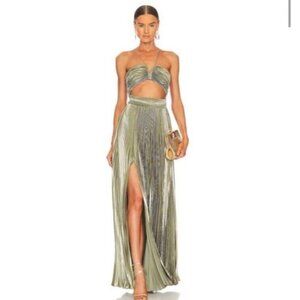 AIIFOS Gilda Gown Metallic Gunmetal Pleated Grey